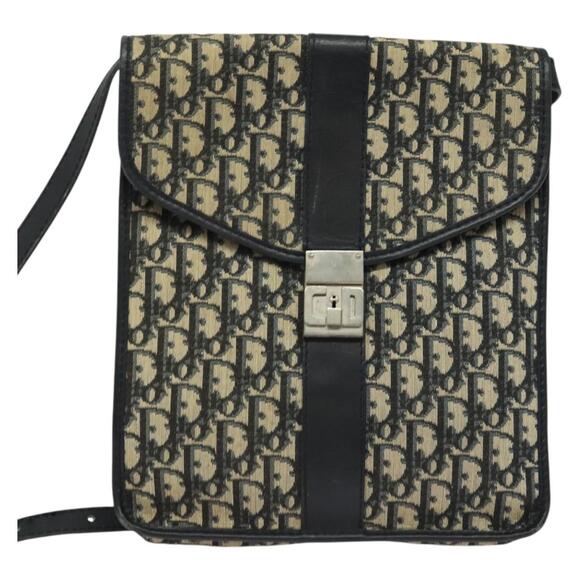 DIOR Trotter Canvas Shoulder Bag Navy Silver - Picture 2 of 13